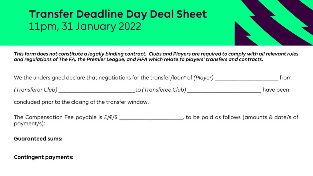 Deal Sheet